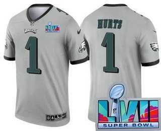 Men's Philadelphia Eagles #1 Jalen Hurts Limited Gray Inverted Super Bowl LVII Vapor Jersey,We sell and wholesale Men's Philadelphia Eagles #1 Jalen Hurts Limited Gray Inverted Super Bowl LVII Vapor Jersey on line form chian!